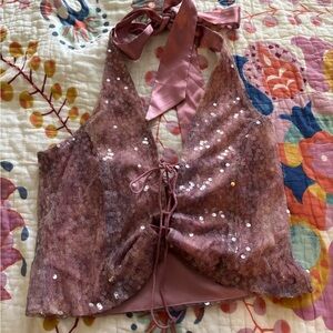 Nasty Gal Light Pink Sequin Top